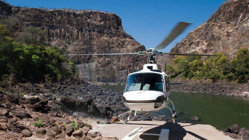 Victoria Falls helicopter view Flight of Angels Zimbabwe aerial Zambezi