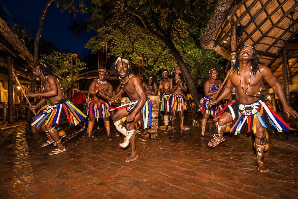 Boma dinner and drum show — Victoria Falls cultural feast at night