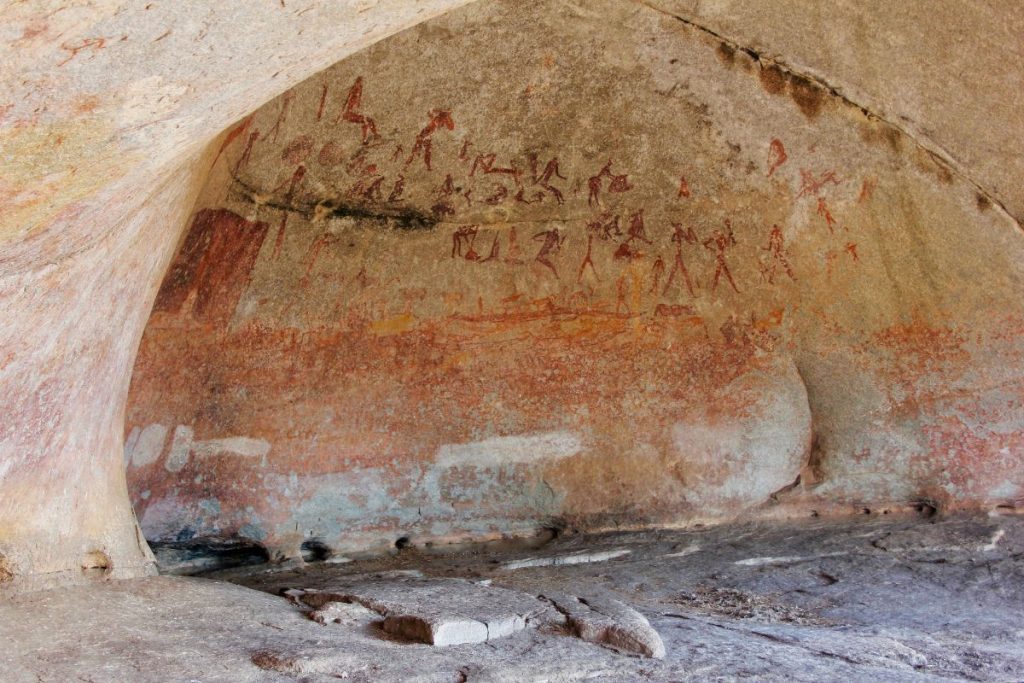 San rock paintings on the wall of a cave in the Matobo Hills