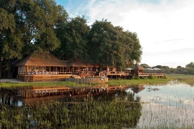 Okavango Delta — Chiefs Camp, seen across the floodplain.