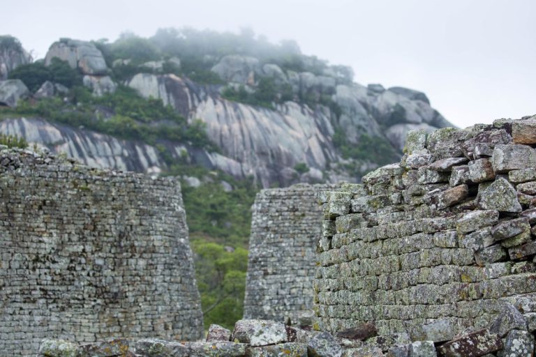 Morning mist over the stone walls of Great Zimbabwe