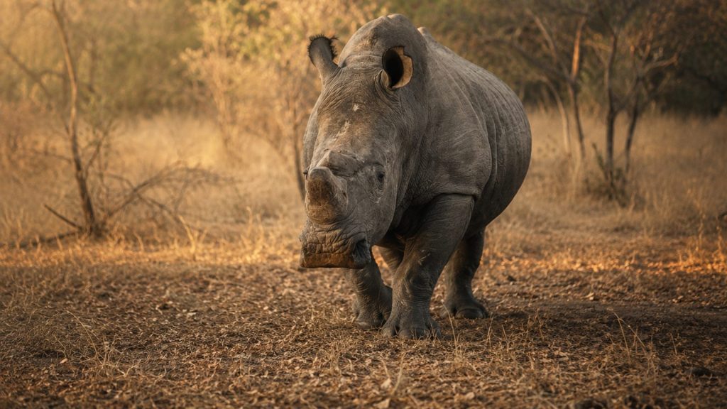 White rhino at golden hour in Matobo Hills