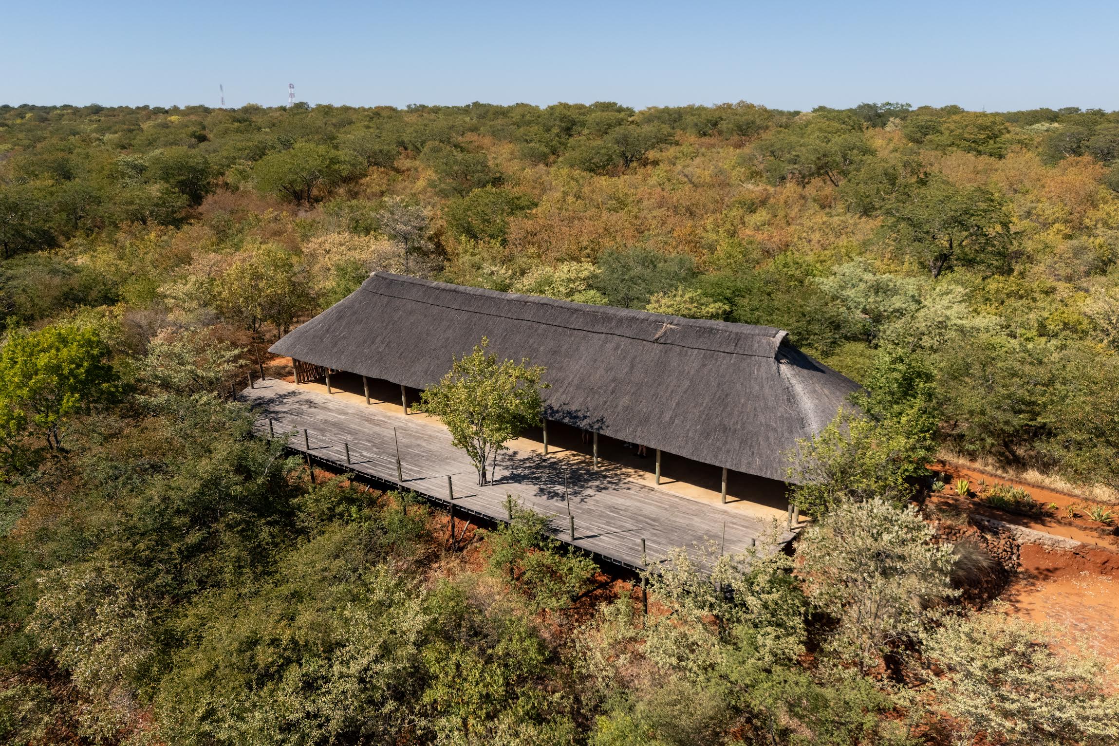 Masuwe private concession — The retreat pavilion surrounded by natural bush.