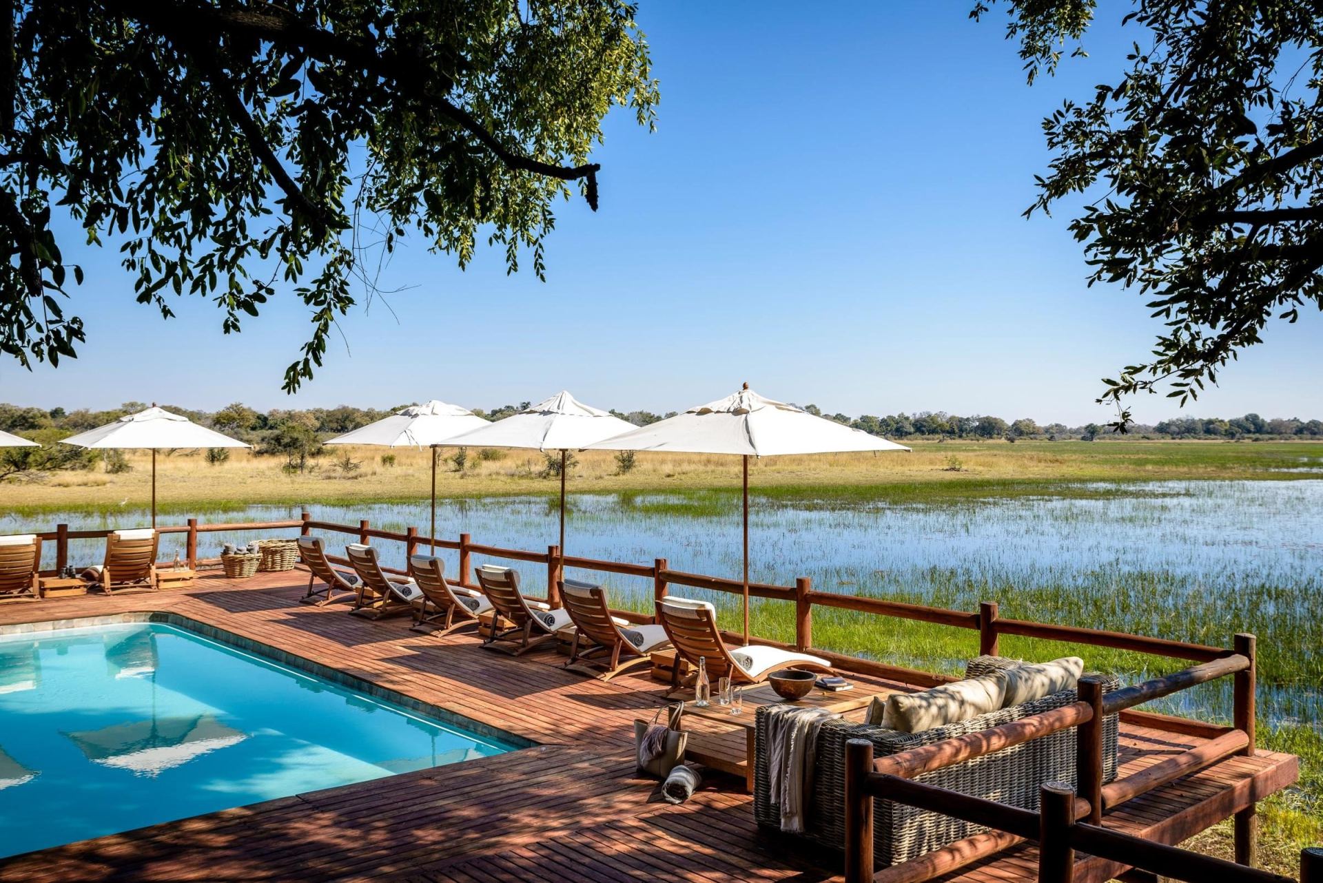 Pool deck over the floodplain at Chief's Camp