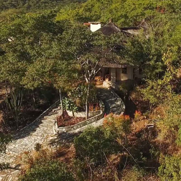 The lodge from the air at Musangano Lodge