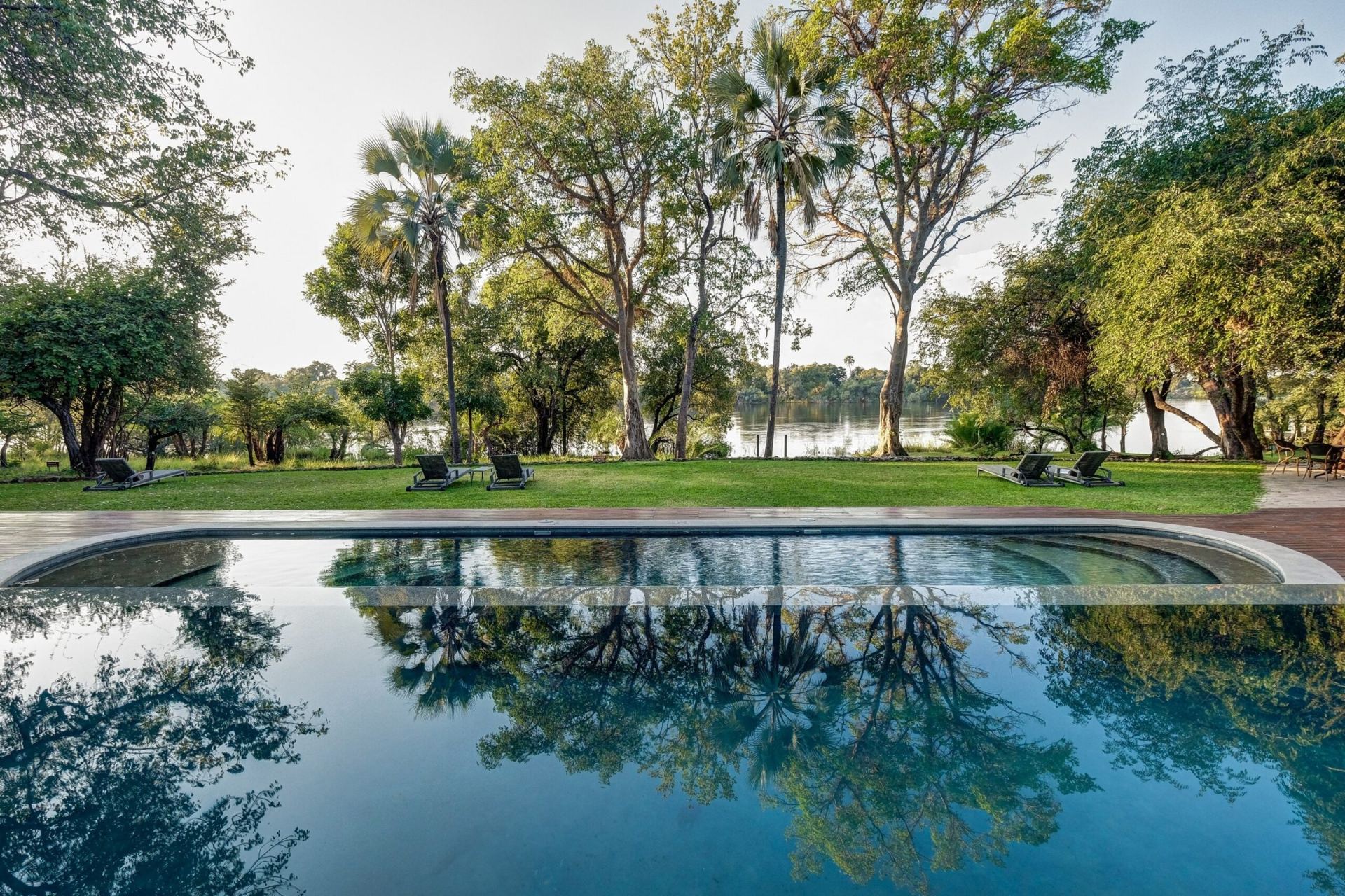 Pool above the Zambezi at Palm River Hotel