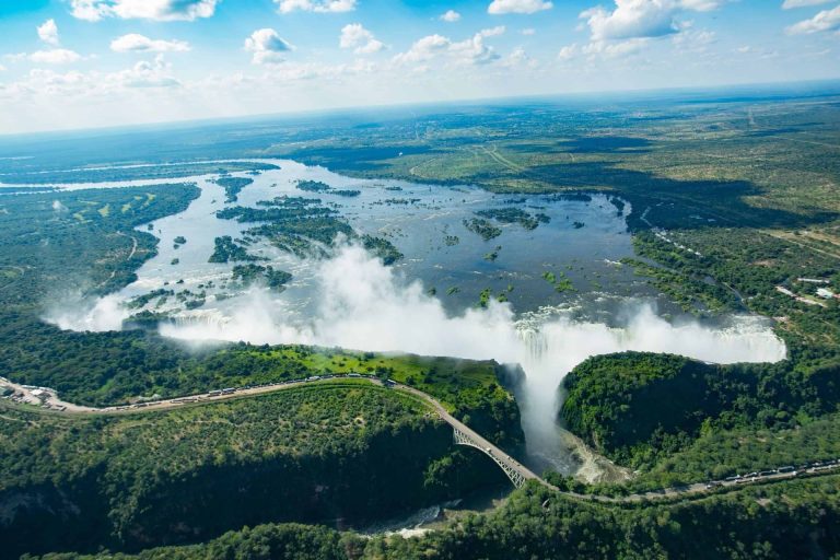 Victoria Falls from the air at Palm River Hotel